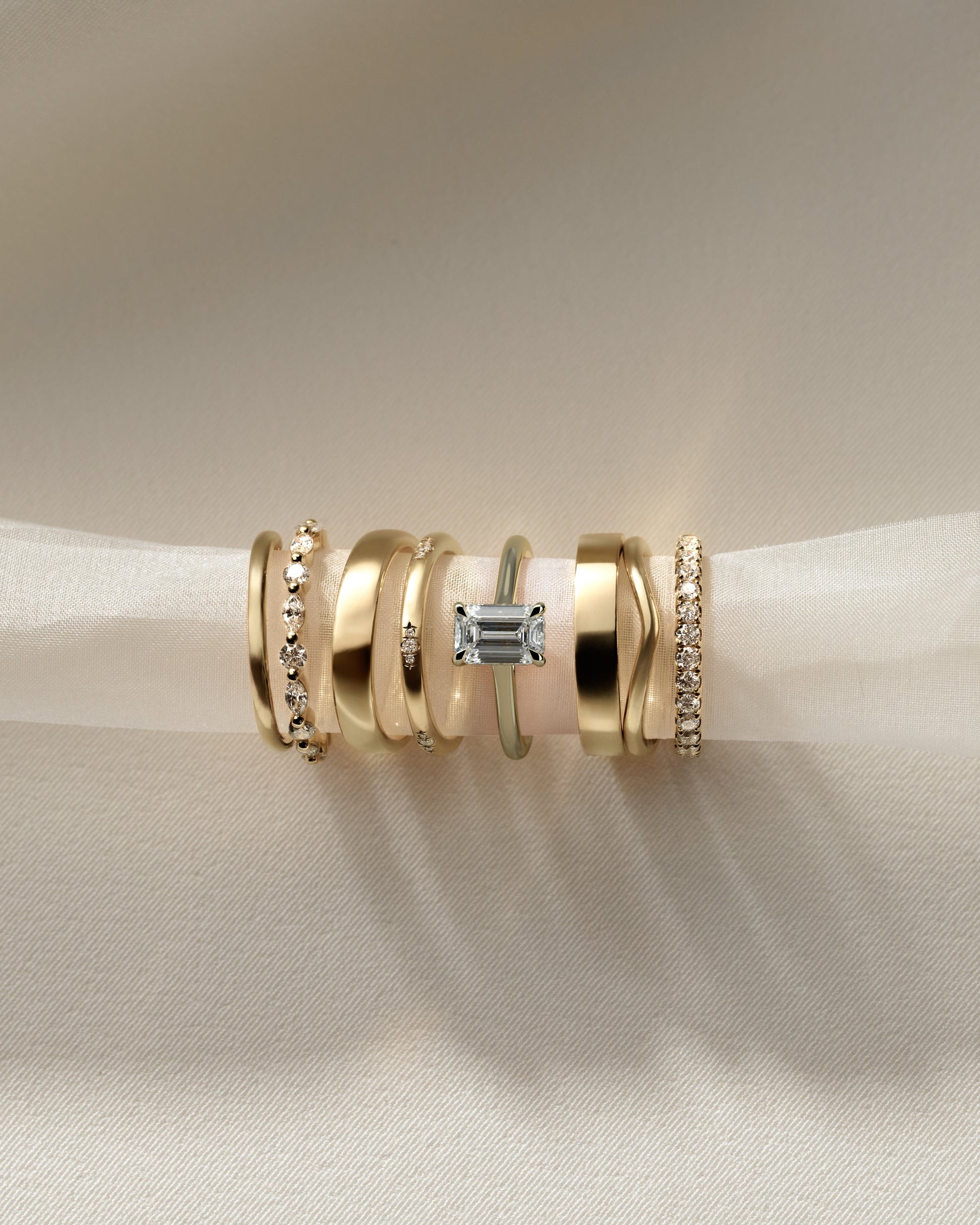 Emerald Cathedral & Hidden Halo Lab Grown Diamond Engagement Ring
