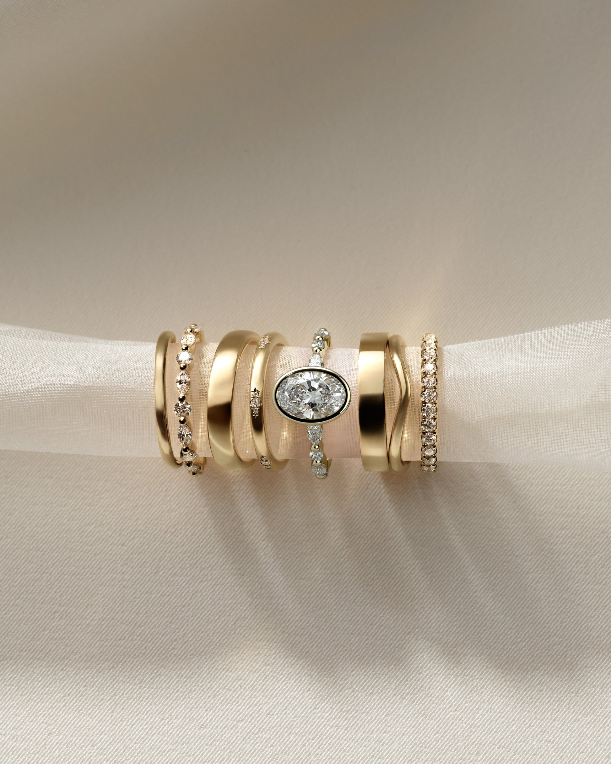 Oval Pave & Bezel Lab Grown Diamond Engagement Ring