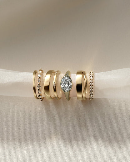 Oval Signet Solitaire Lab Grown Diamond Engagement Ring
