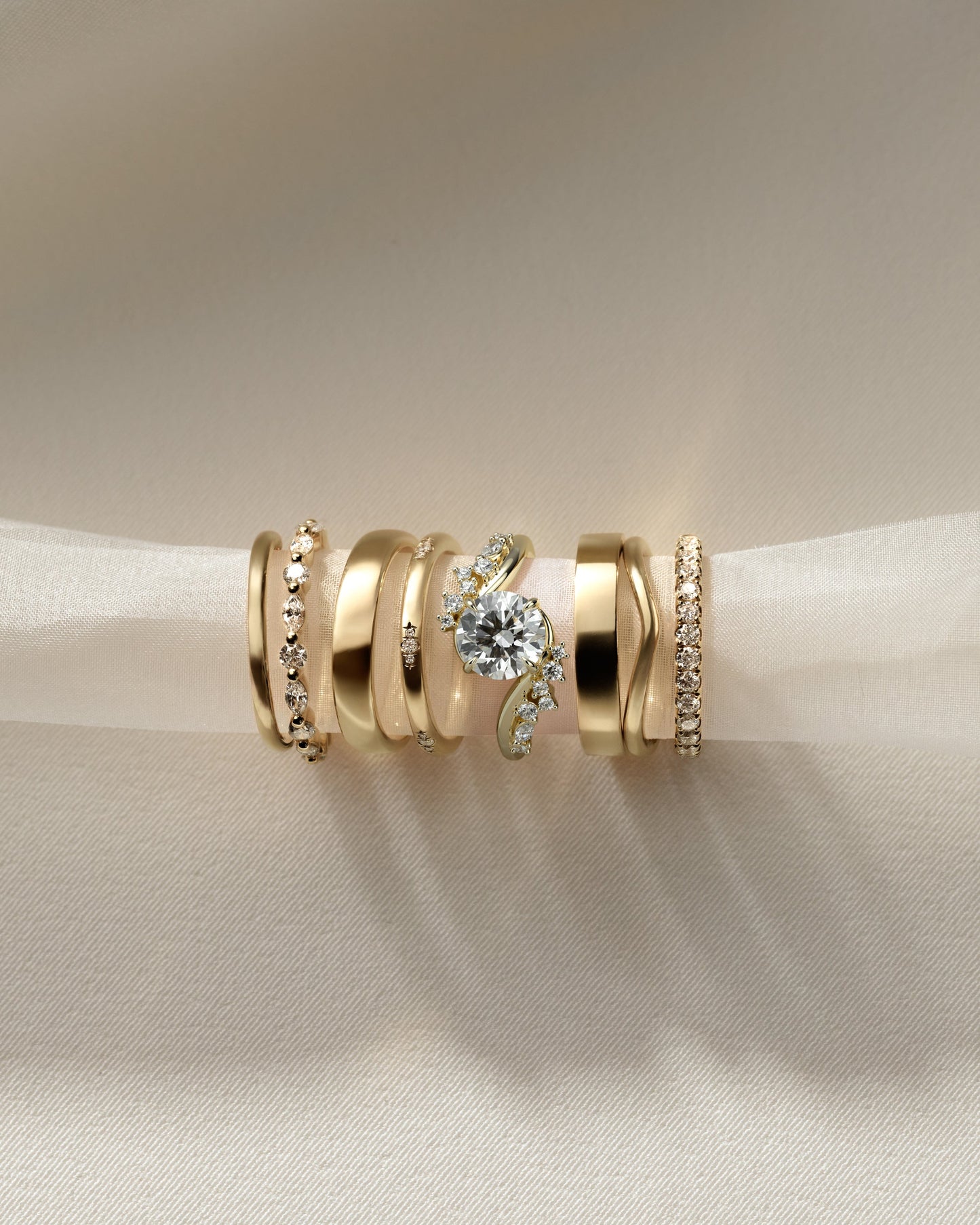Round Swirl Cluster Lab Grown Diamond Engagement Ring