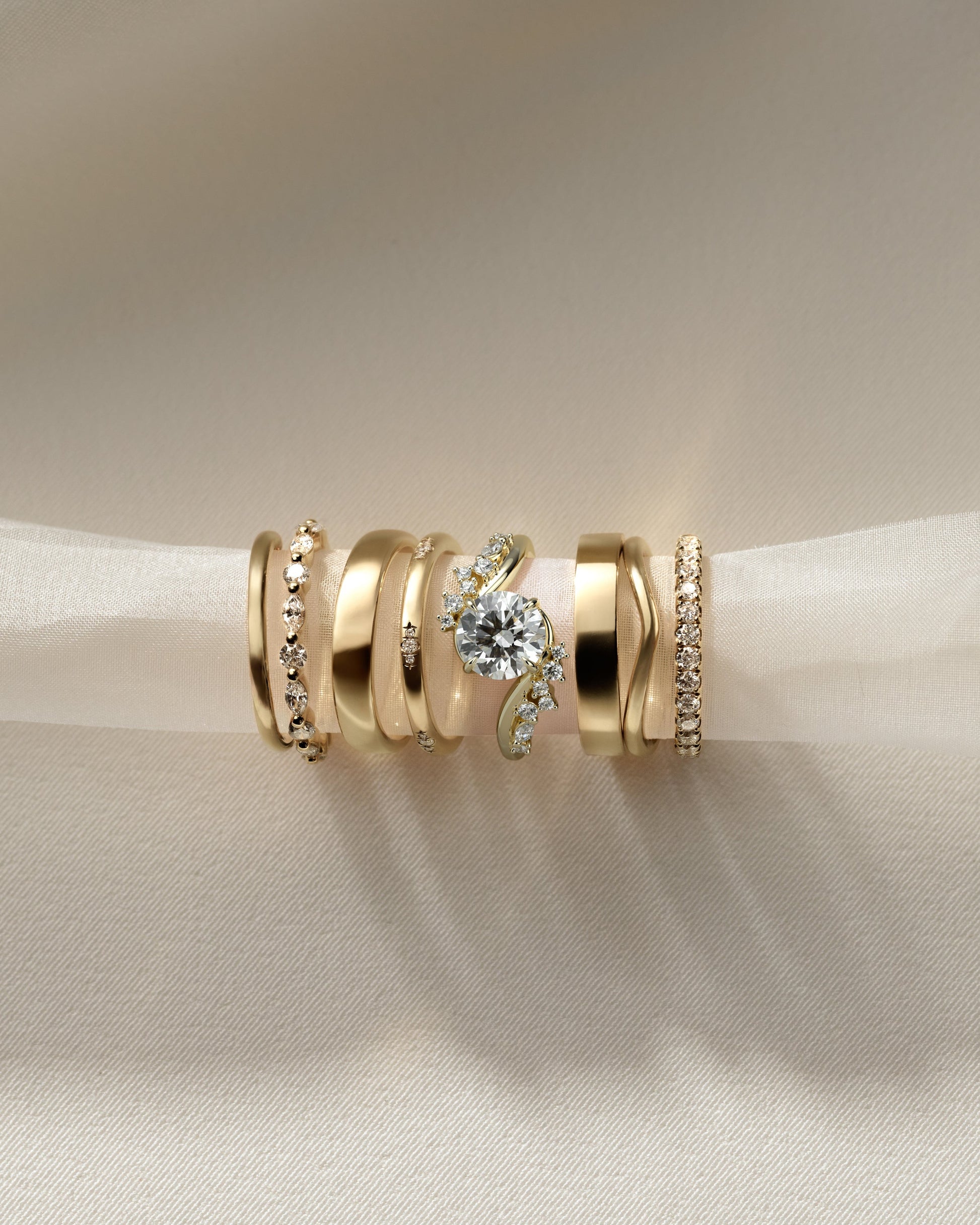 Round Swirl Cluster Lab Grown Diamond Engagement Ring