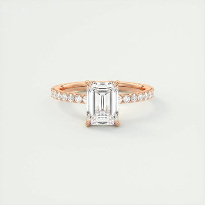 1.91 CT Emerald Solitaire Pave Moissanite Engagement Ring 14