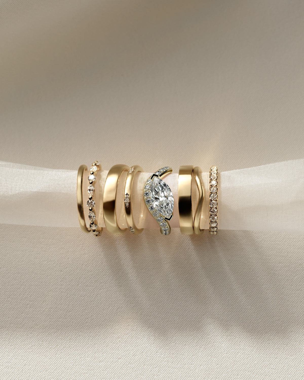 Marquise Bold Swirl Pave Lab Grown Diamond Engagement Ring