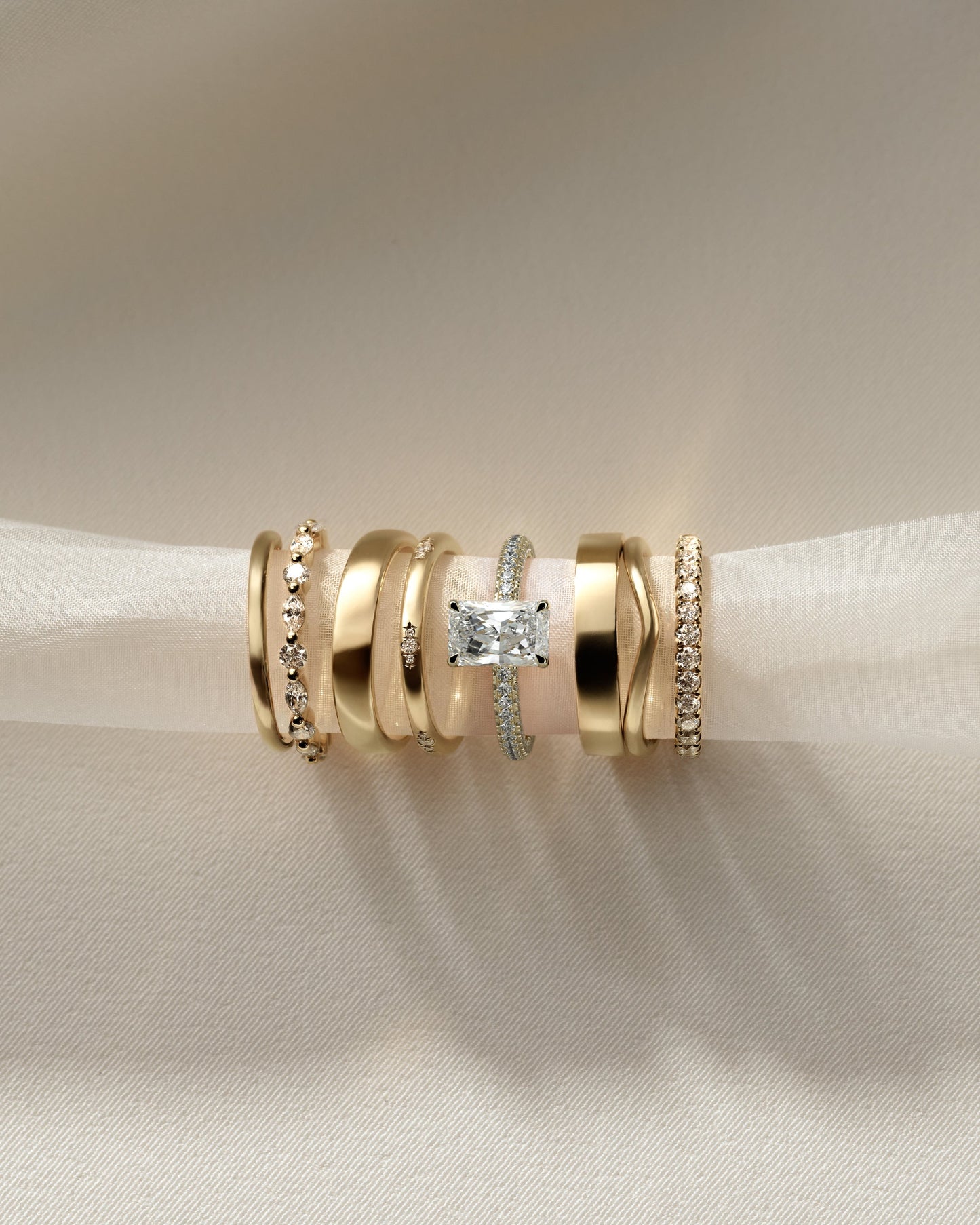 Radiant Hidden Halo and Pave Lab Grown Diamond Engagement Ring