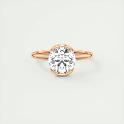 2.0 CT Round Cut Half Bezel Solitaire Moissanite Engagement Ring 15