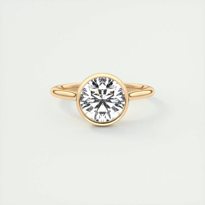 2.0 CT Round Bezel Solitaire Moissanite Engagement Ring 13