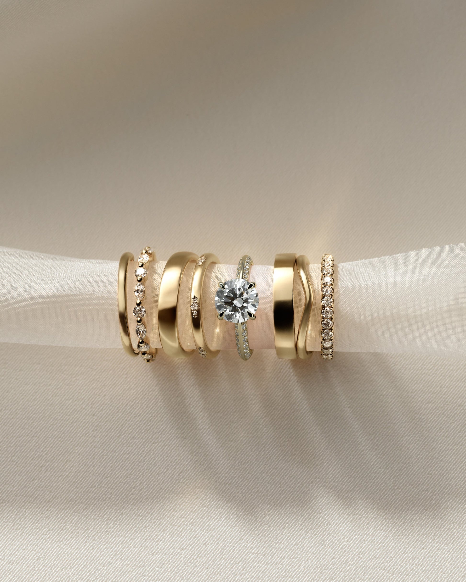 Round Hidden Halo & Pave Knife Edged Shank Lab Grown Diamond Engagement Ring