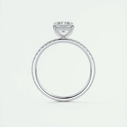 1.91 CT Emerald Cut Solitaire Pave Moissanite Engagement Ring 7