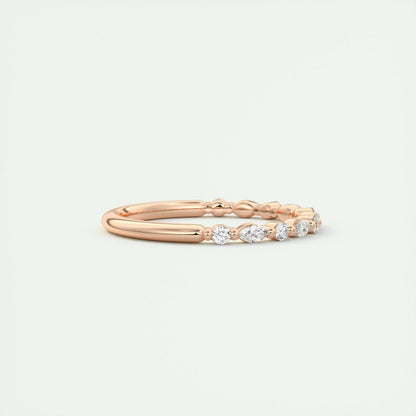 0.32 CT Marquise & Round Multi Stones CVD EF/VVS Diamond Wedding Band 14
