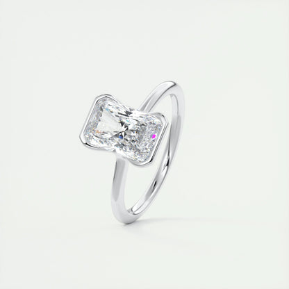 2.10 CT Radiant  Solitaire Half Bezel Moissanite Engagement Ring 4