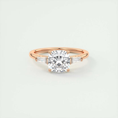 2 CT Cushion Three Stone CVD F/VS1 Diamond Engagement Ring 15