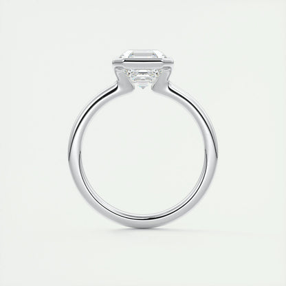 2.03 CT Asscher Half Bezel Solitaire Moissanite Engagement Ring 8