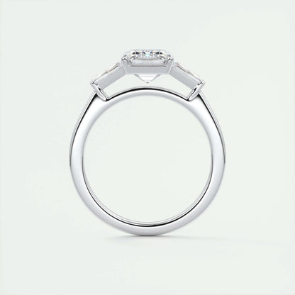 1.91 CT Emerald Cut Three Stone Moissanite Engagement Ring 8