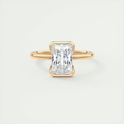 2.10 CT Radiant  Solitaire Half Bezel Moissanite Engagement Ring 15