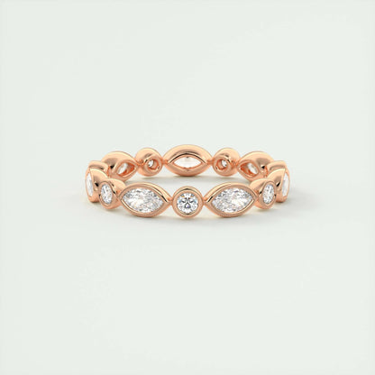 0.98 Marquise and Round Bezel Moissanite Bridal Wedding Band 11