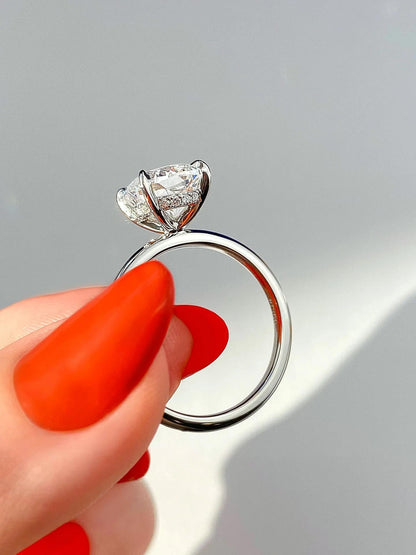 2.15 CT Cushion Solitaire Hidden Halo Moissanite Engagement Ring 24