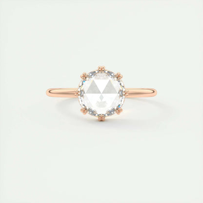 1.47 CT Round Rose Cut  Solitaire Double Prong Moissanite Engagement Ring 16