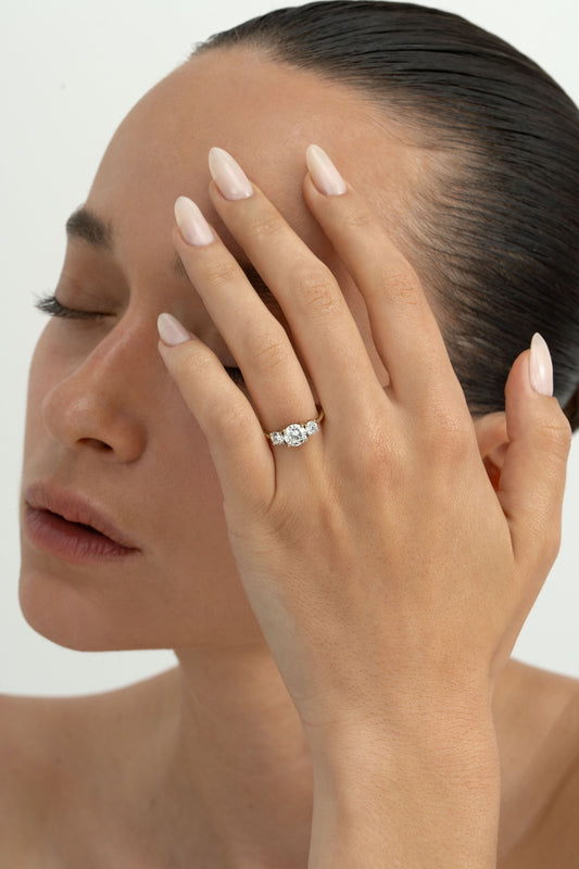 2 CT Round Three Stones Lab Grown Diamond Engagement Ring