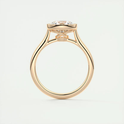 2.0 CT Round Bezel Solitaire Moissanite Engagement Ring 18