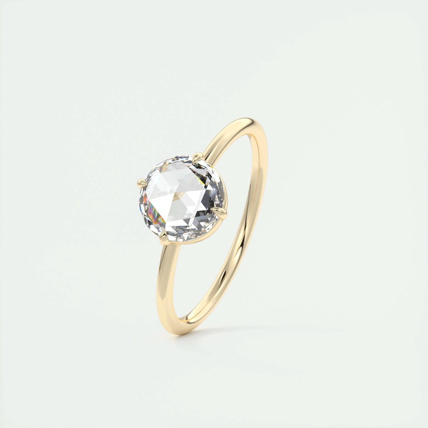1.19 CT Round Rose Cut  Solitaire Moissanite Engagement Ring 11