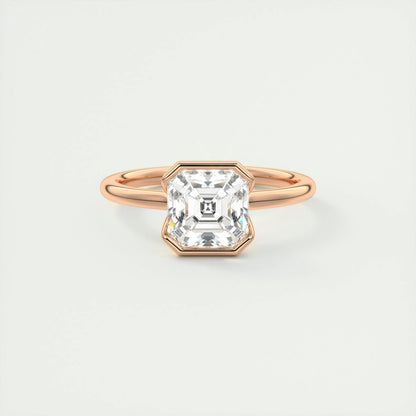 2 CT Asscher Half Bezel CVD F/VS1 Diamond Engagement Ring 16