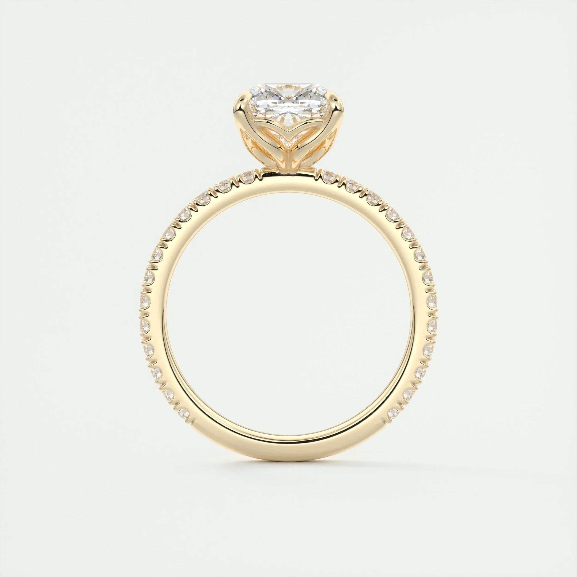 2.15 CT Cushion Cut Solitaire Pave Moissanite Engagement Ring 14