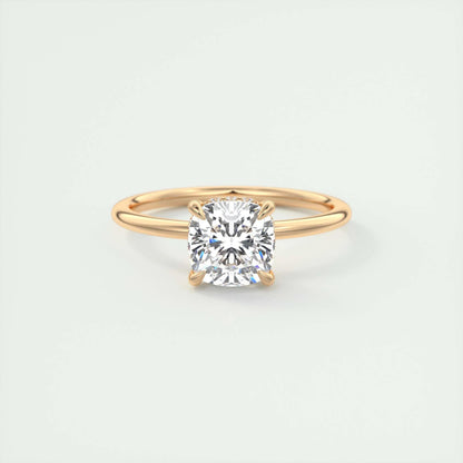 2.15 CT Cushion Solitaire Hidden Halo Moissanite Engagement Ring 15