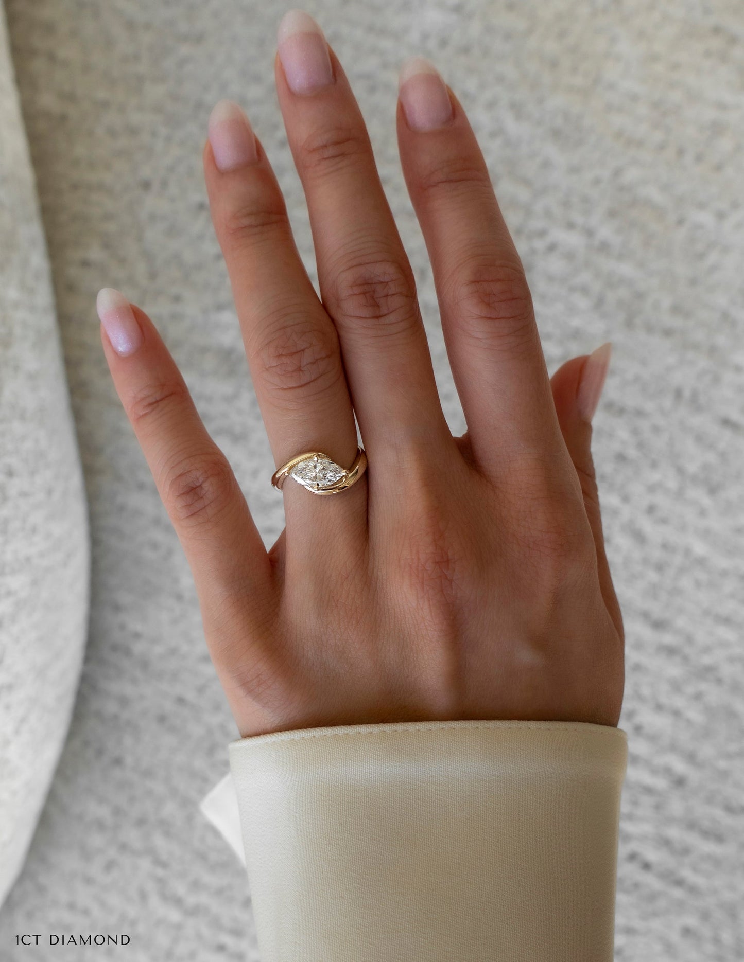 1 CT Marquise Swirl East West Solitaire Lab Grown Engagement Ring