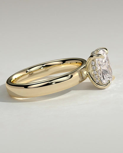 Elongated Cushion Hidden Halo Lab Grown Diamond Engagement Ring