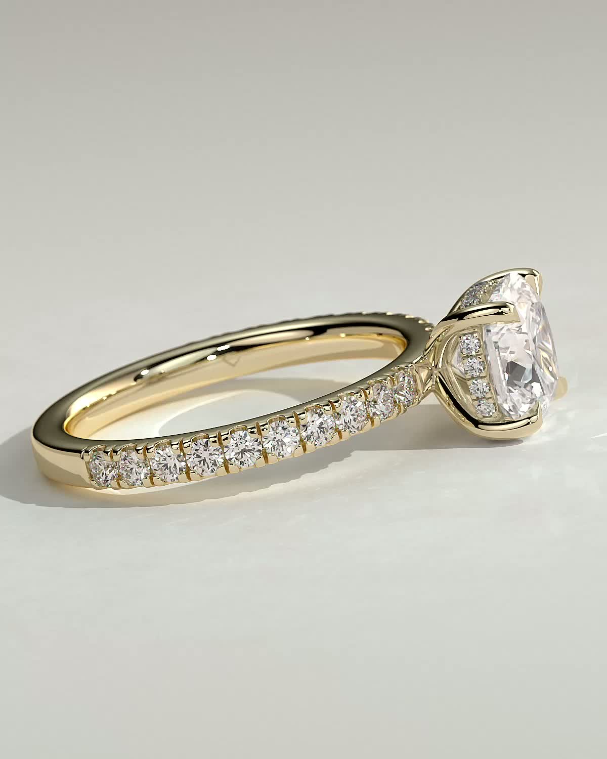 Cushion Hidden Halo & Pave Lab Grown Diamond Engagement Ring