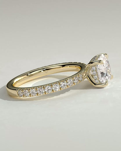 Cushion Hidden Halo & Pave Lab Grown Diamond Engagement Ring