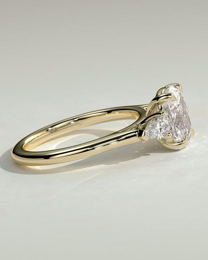 Elongated Cushion Three Stones Lab Grown Diamond Engagement Ring