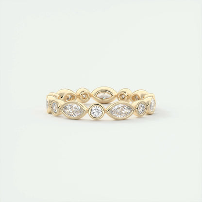 0.98 Marquise and Round Bezel Moissanite Bridal Wedding Band 6