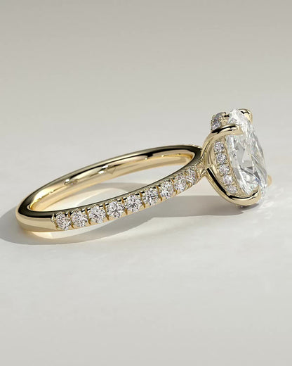 Oval Hidden Halo & Pave Lab Grown Diamond Engagement Ring