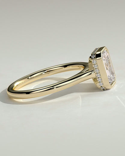 Emerald Bezel & Hidden Halo Lab Grown Diamond Engagement Ring
