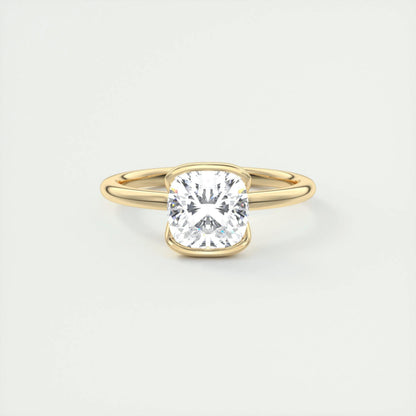 2.15 CT Cushion Half Bezel Solitaire Moissanite Engagement Ring 9