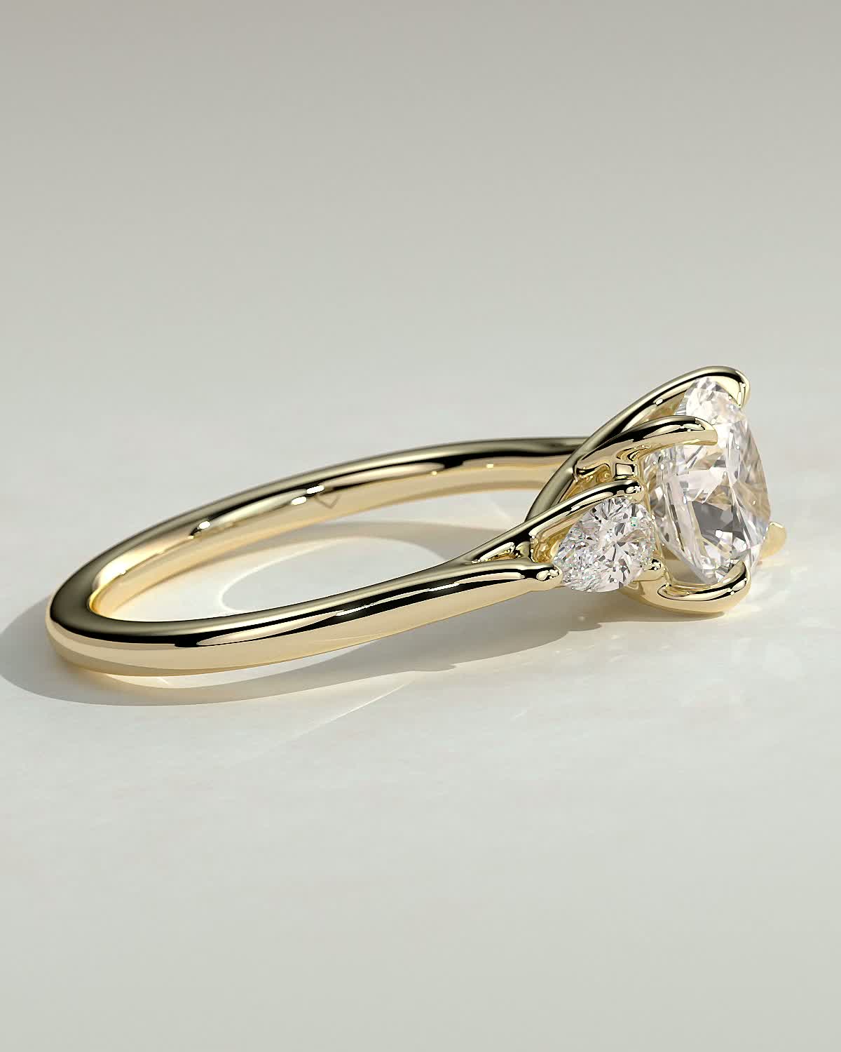 Cushion Three Stones Lab Grown Diamond Engagement Ring