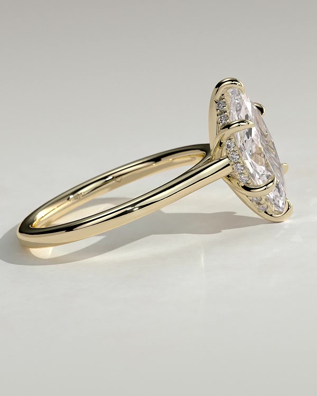 Marquise Hidden Halo Lab Grown Diamond Engagement Ring