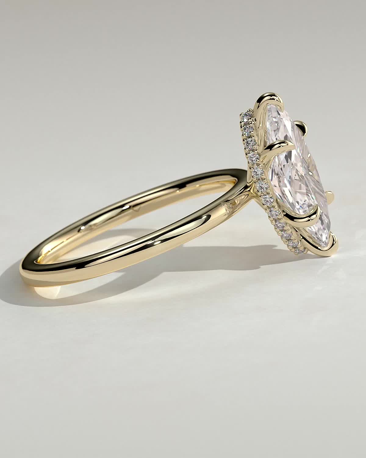 Marquise Hidden Halo Lab Grown Diamond Engagement Ring