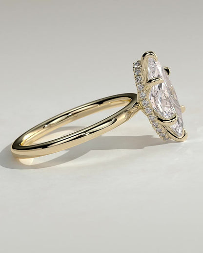 Marquise Hidden Halo Lab Grown Diamond Engagement Ring