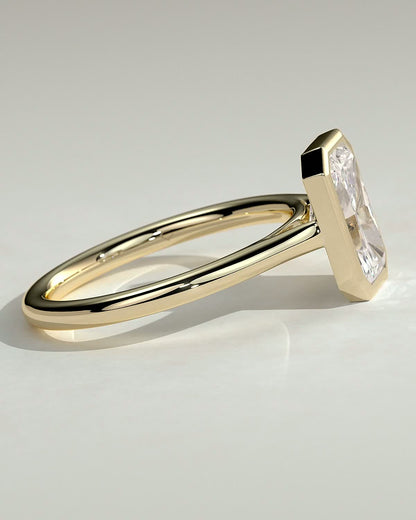 Radiant Bezel Solitaire Lab Grown Diamond Engagement Ring