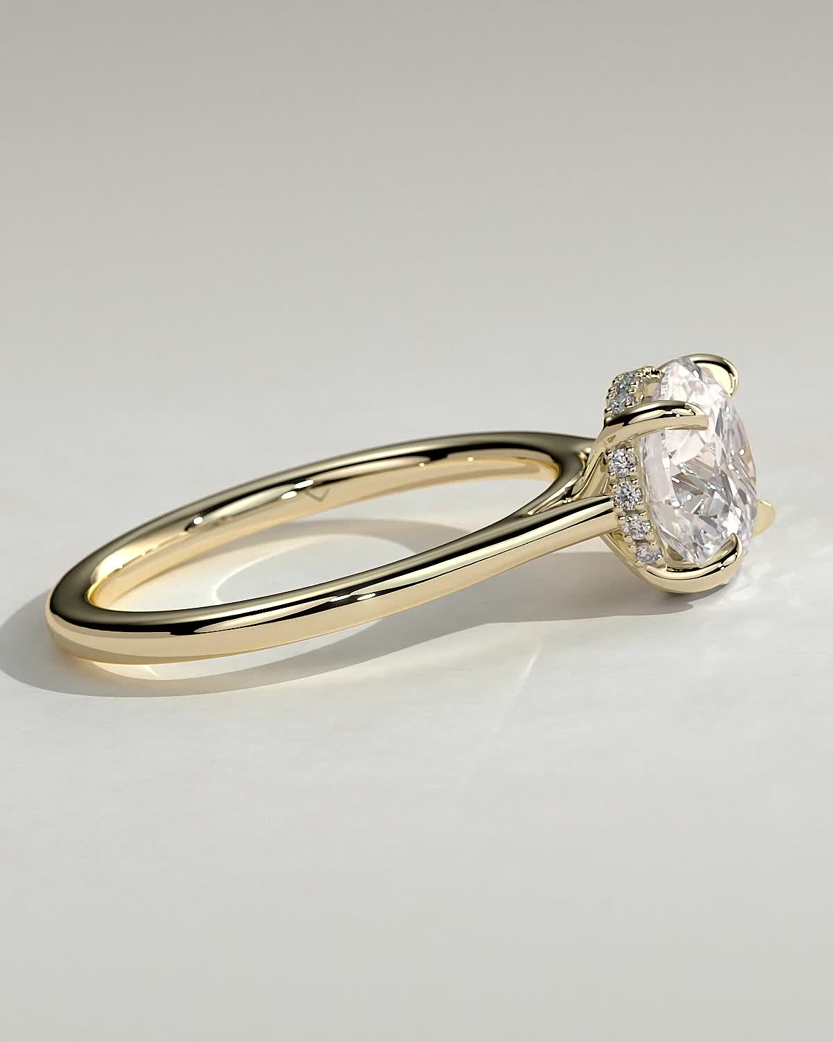 Round Cathedral & Hidden Halo Lab Grown Diamond Engagement Ring