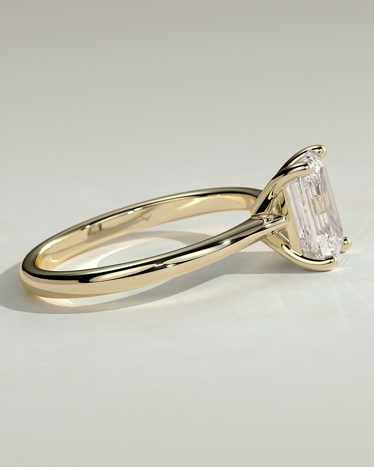 Emerald Solitaire Lab Grown Diamond Engagement Ring