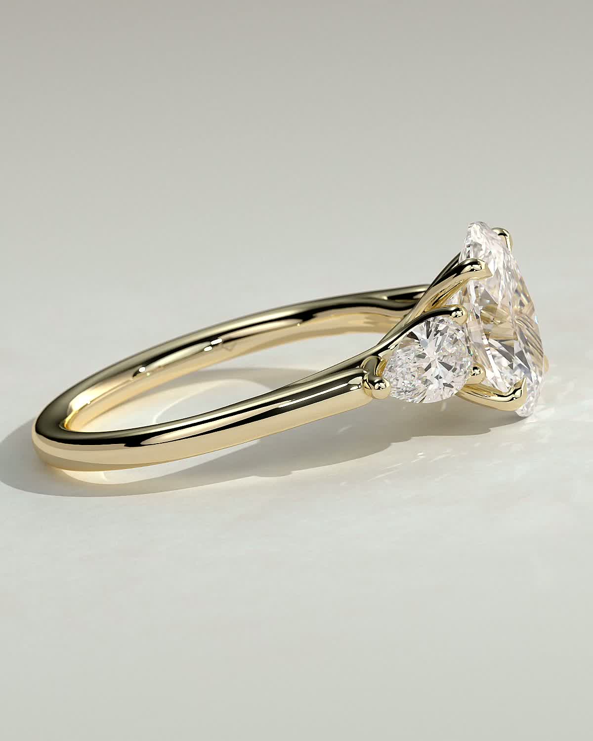 Oval Three Stones Lab Grown Diamond Engagement Ring