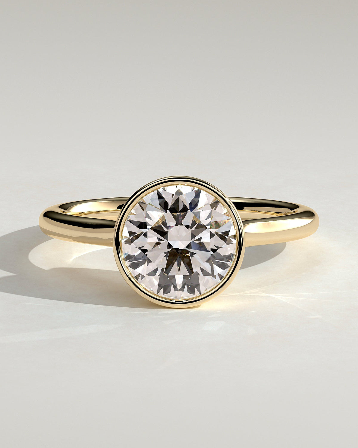 Round Bezel Solitaire & Cathedral Lab Grown Diamond Engagement Ring