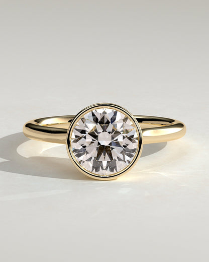 Round Bezel Solitaire & Cathedral Lab Grown Diamond Engagement Ring