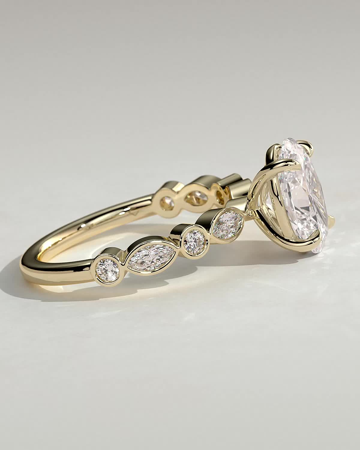 Oval Alternating Pave Lab Grown Diamond Engagement Ring