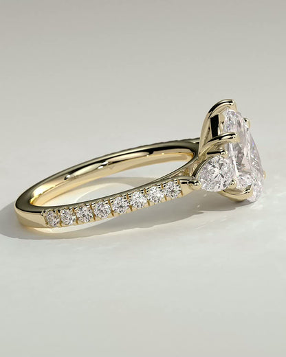 Pear Pave and Three Stones Lab Grown Diamond Engagement Ring