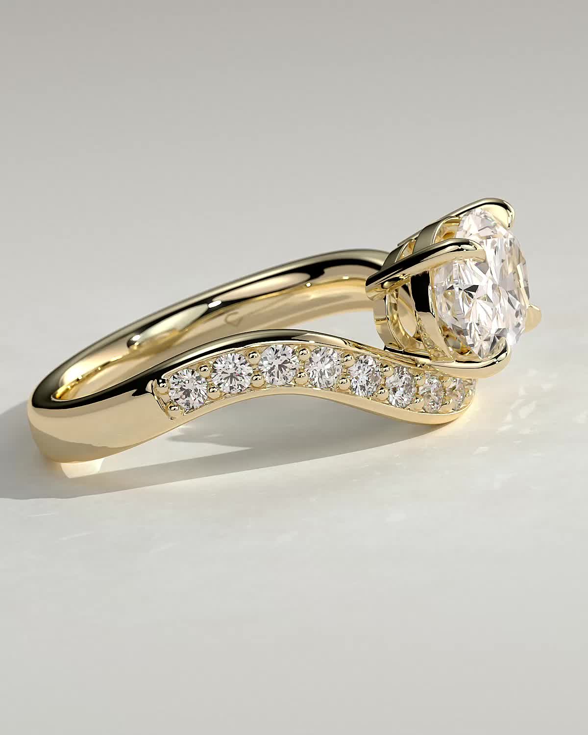 Oval Swirl Pave Lab Grown Diamond Engagement Ring