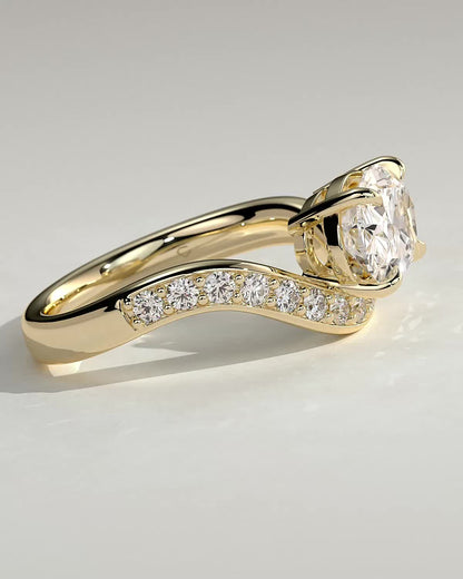 Oval Swirl Pave Lab Grown Diamond Engagement Ring